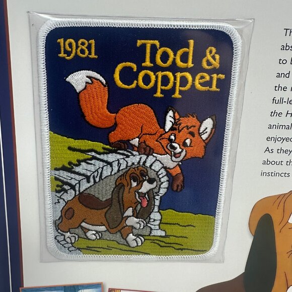 1981 Willabee & Ward Tod Copper Disney Collectible Patch With Fact Card - Picture 2 of 4